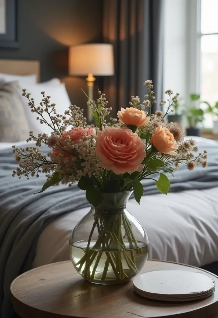 27 Birthday Bedroom Decorations for Him Ideas That Feel Romantic and Thoughtful - 10. Floral Touches in Masculine Colors