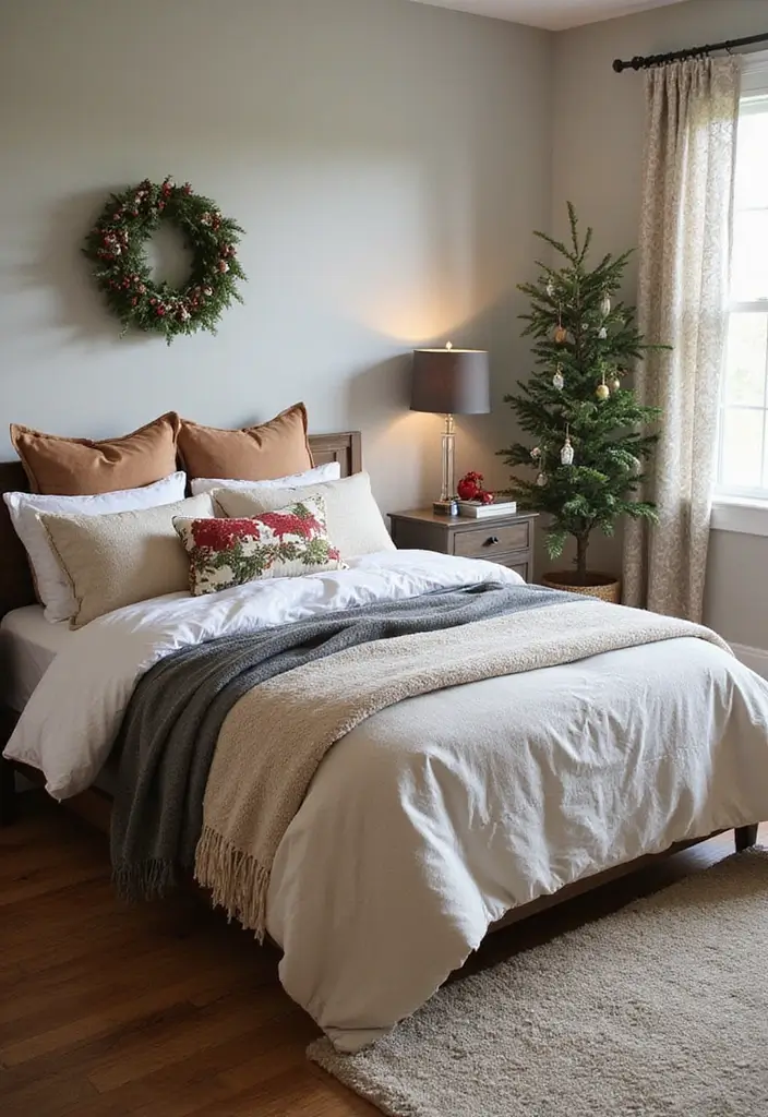 27 Christmas Decor for Bedroom Ideas That Bring Festive Magic - 3. Holiday-Themed Bedding