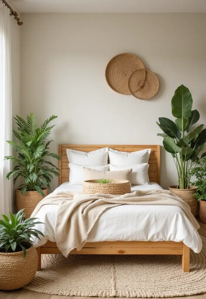 27 Cream and Beige Bedroom Ideas That Are Calm & Timeless - 4. Natural Elements and Indoor Plants