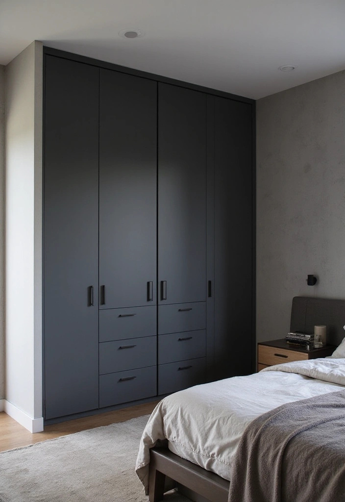 27 Dark Grey Wardrobe Bedroom Ideas That Feel Sleek and Elegant - 3. Sleek Modern Elegance
