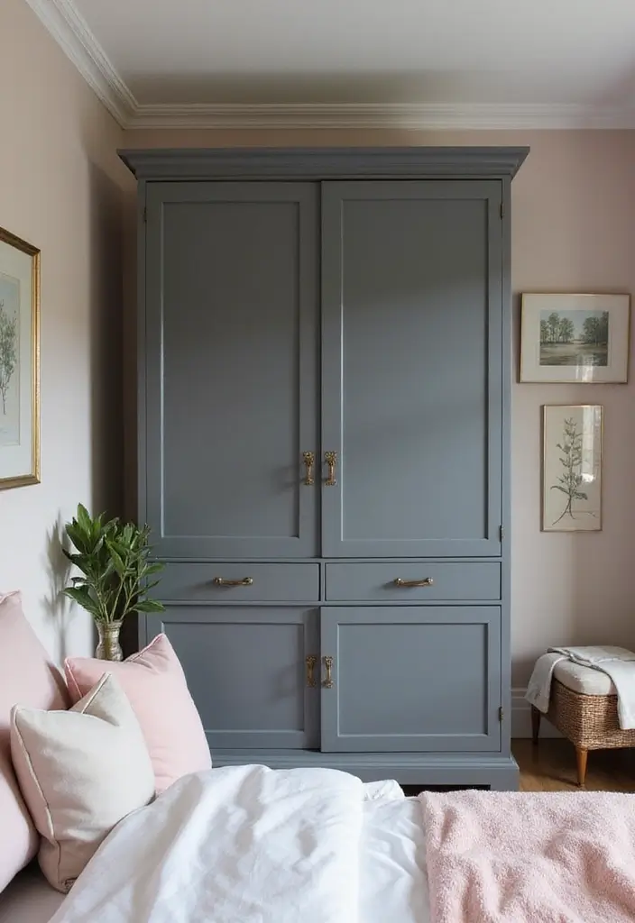27 Dark Grey Wardrobe Bedroom Ideas That Feel Sleek and Elegant - 5. Soft Greys and Pastel Hues