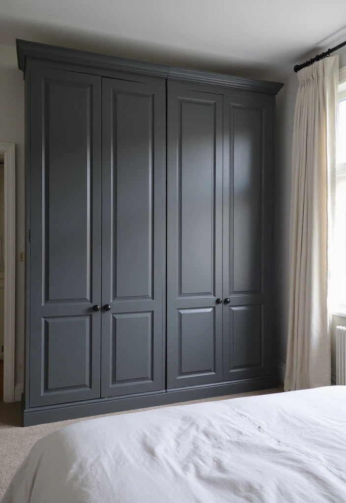 27 Dark Grey Wardrobe Bedroom Ideas That Feel Sleek and Elegant - 9. Understated Elegance with White Accents