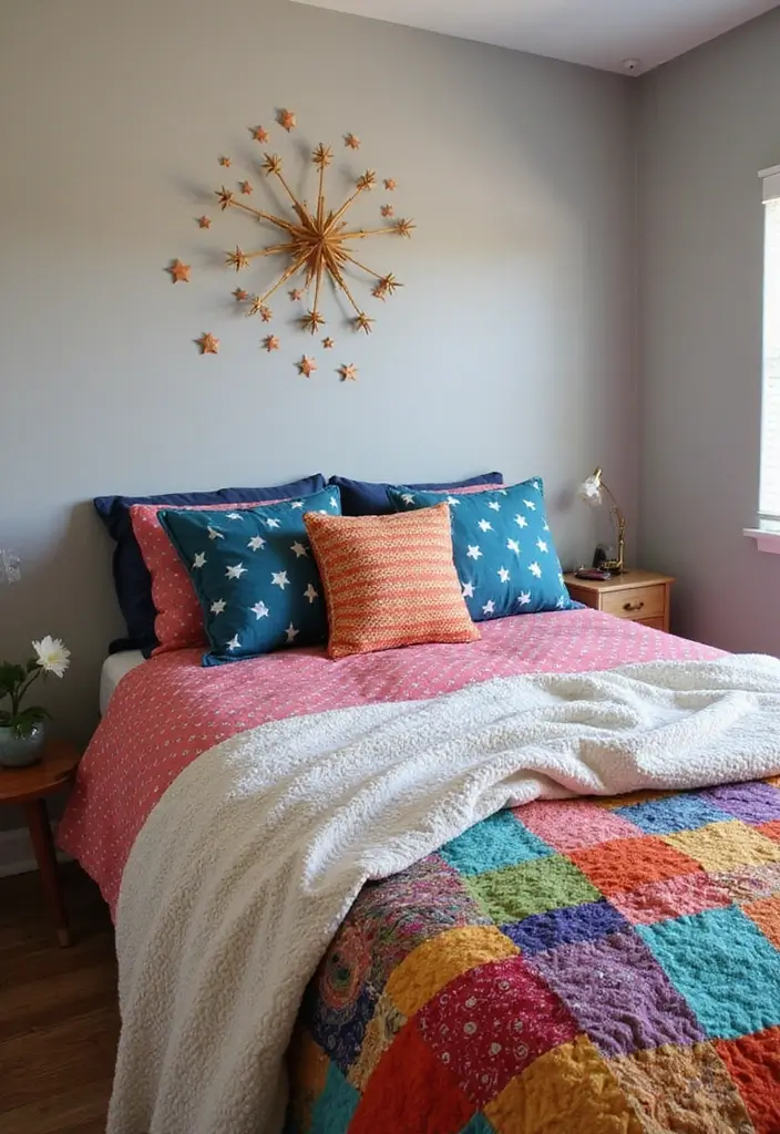 27 Red White and Blue Bedroom Ideas That Look Bold and Patriotic - 1. Star-Spangled Bedding Sets
