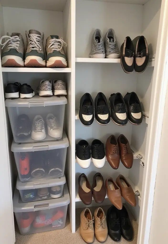 27 Small Closet Organization Bedroom Ideas That Keep Things Tidy - 10. Shoe Organizers