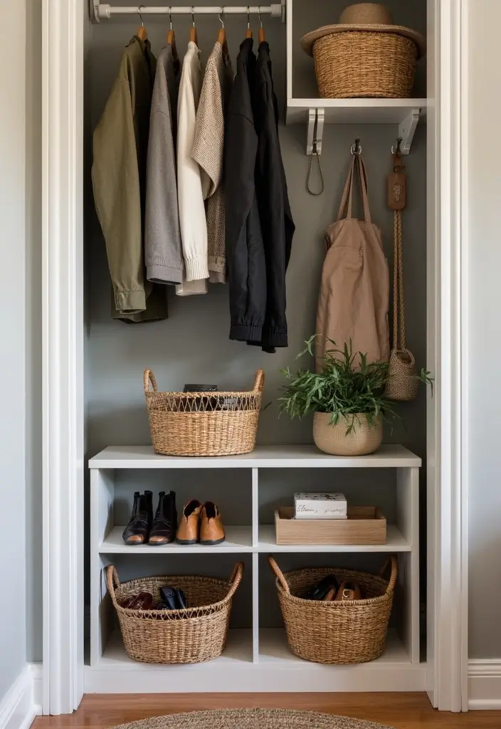 27 Small Closet Organization Bedroom Ideas That Keep Things Tidy - 14. Use Baskets for Accessories