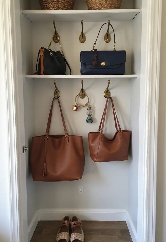 27 Small Closet Organization Bedroom Ideas That Keep Things Tidy - 7. Use Wall-Mounted Hooks