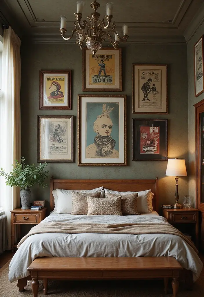 28 Band Posters on Wall Bedroom Ideas That Feel Edgy and Fun - 8. Framed Vintage Charm