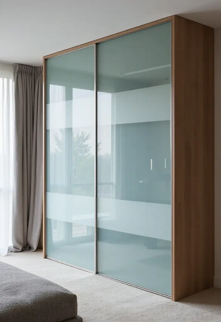 28 Glass Wardrobe Design Bedroom Ideas That Feel Clean and Modern - 13. Layered Glass Wardrobe Design