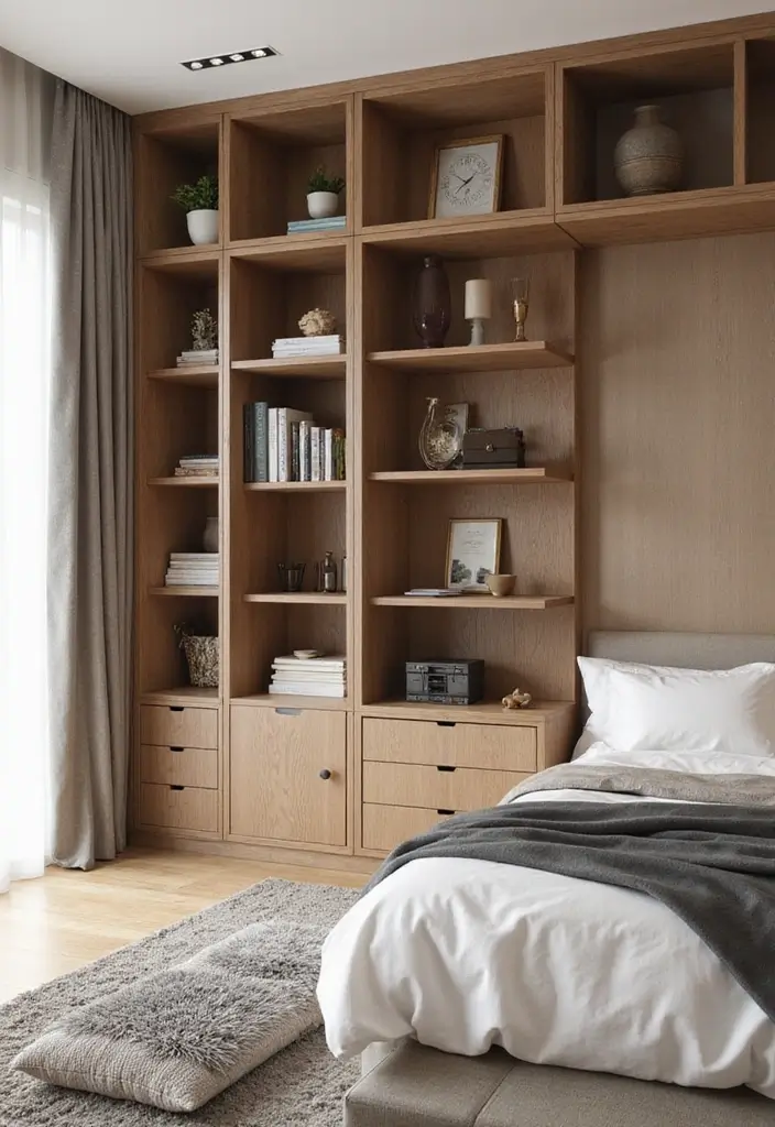 28 Wall Almirah Design for Bedroom Ideas That Save Space Beautifully - 16. Open Concept Designs