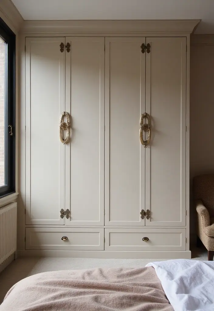 28 Wall Almirah Design for Bedroom Ideas That Save Space Beautifully - 20. Artistic Hardware