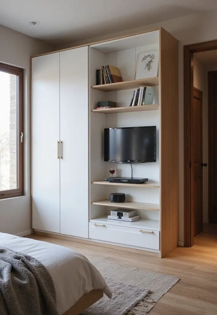 28 Wall Almirah Design for Bedroom Ideas That Save Space Beautifully - 21. Incorporating Technology