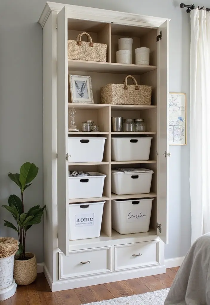 28 Wall Almirah Design for Bedroom Ideas That Save Space Beautifully - 22. Seasonal Storage