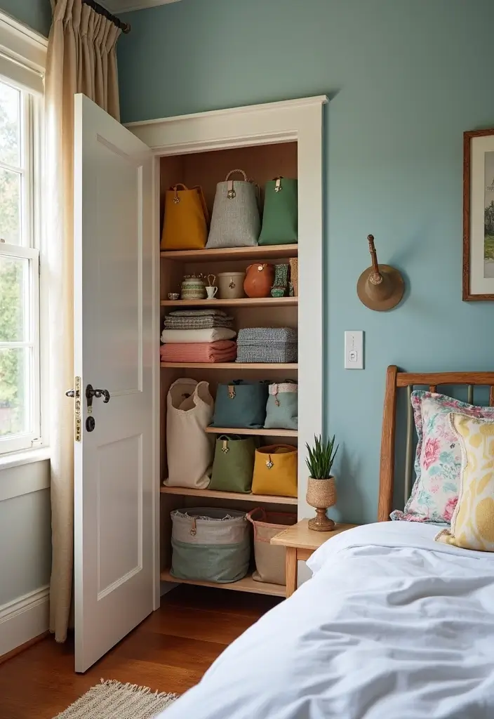 29 Bag Shelf Display Bedroom Ideas That Look Organized and Trendy - 17. Chic Over-the-Door Organizers