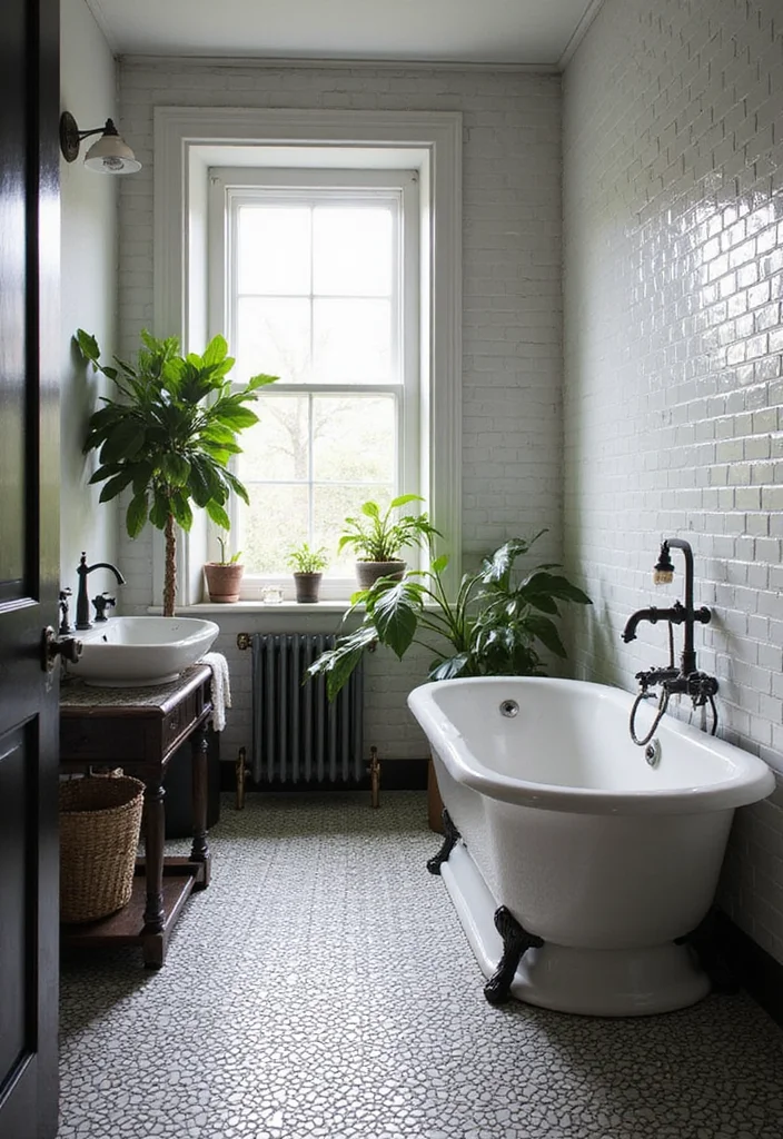 14 Basketweave Tile Bathroom Ideas With Classic Charm - 1. Classic Black and White Basketweave