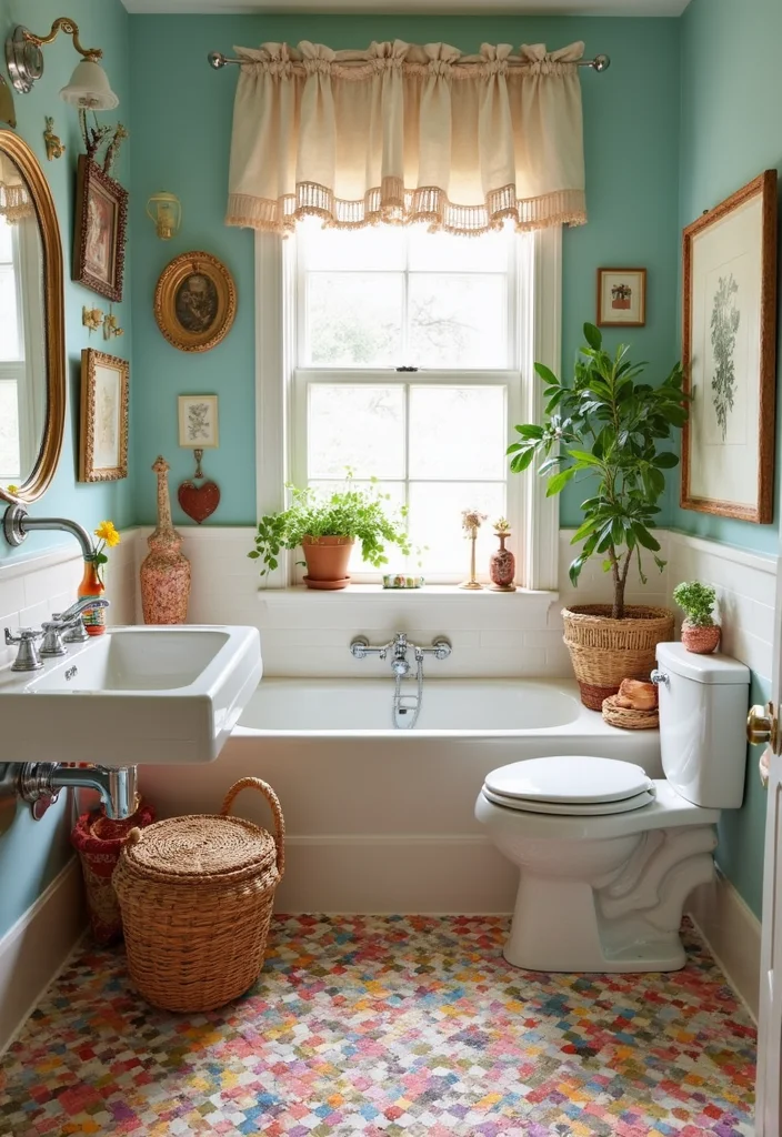 14 Basketweave Tile Bathroom Ideas With Classic Charm - 10. Playful Patterns
