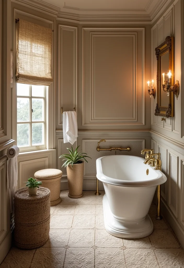 14 Basketweave Tile Bathroom Ideas With Classic Charm - 12. Vintage Hotel Elegance