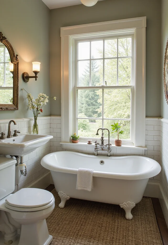 14 Basketweave Tile Bathroom Ideas With Classic Charm - 3. Vintage Floral Accents