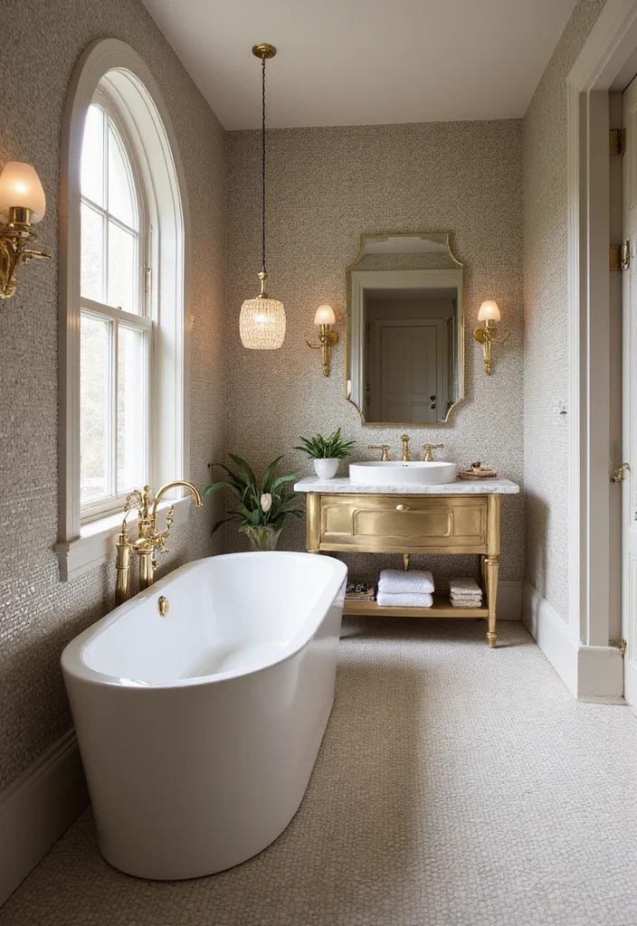 14 Basketweave Tile Bathroom Ideas With Classic Charm - 8. Art Deco Influence