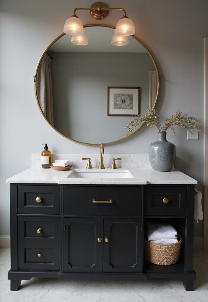 14 Black Vanity Bathroom Ideas With Modern Edge - 10. Understated Luxury