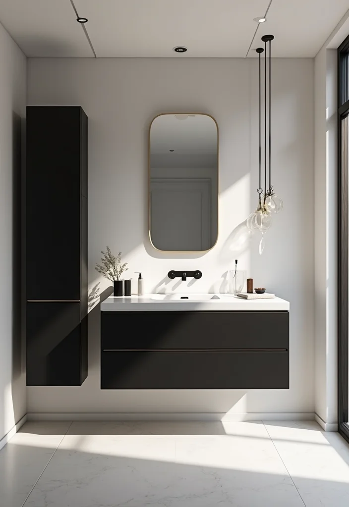 14 Black Vanity Bathroom Ideas With Modern Edge - 14. Streamlined Elegance