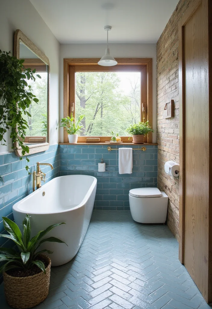 14 Blue Herringbone Tile Bathroom Designs You Will Love - 14. Eco-Friendly Choices
