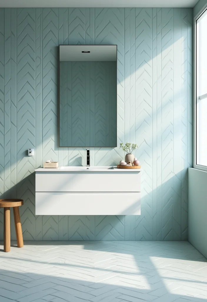14 Blue Herringbone Tile Bathroom Designs You Will Love - 3. Subtle Elegance