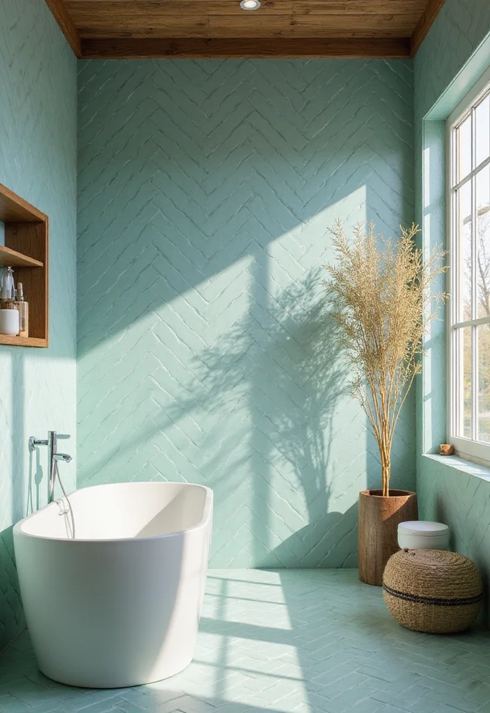 14 Blue Herringbone Tile Bathroom Designs You Will Love - 7. Spa-Like Retreat