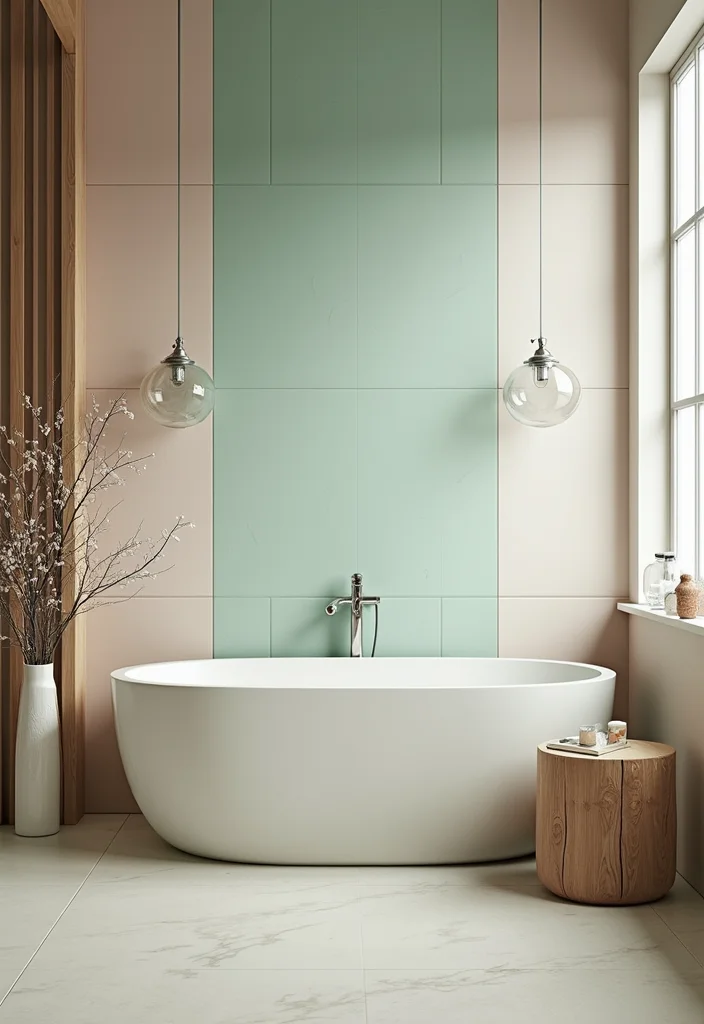 14 Boho Bathroom Tile Ideas With Artistic Patterns - 11. Subtle Pastel Shades