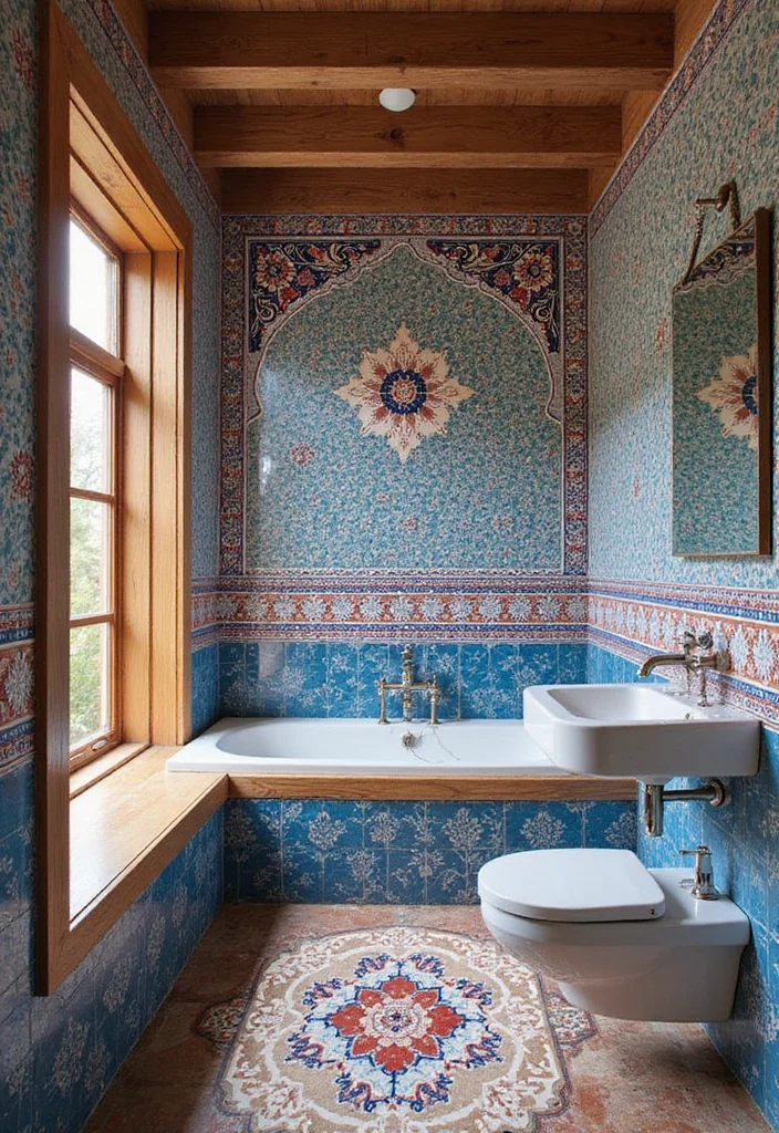 14 Boho Bathroom Tile Ideas With Artistic Patterns - 4. Moroccan-Inspired Patterns