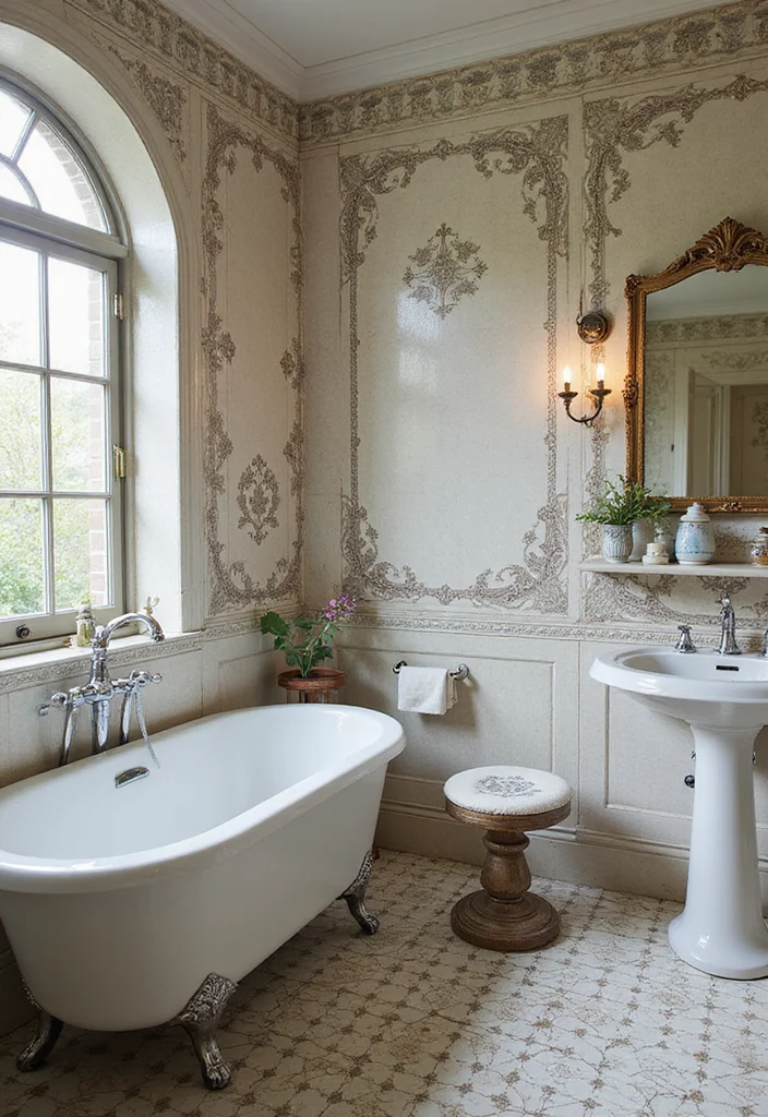 14 Boho Bathroom Tile Ideas With Artistic Patterns - 7. Vintage-Inspired Tiles