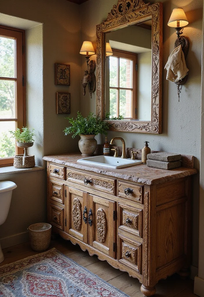 14 Boho Bathroom Vanity Ideas With Free Spirit Style - 9. Artisan Craftsmanship