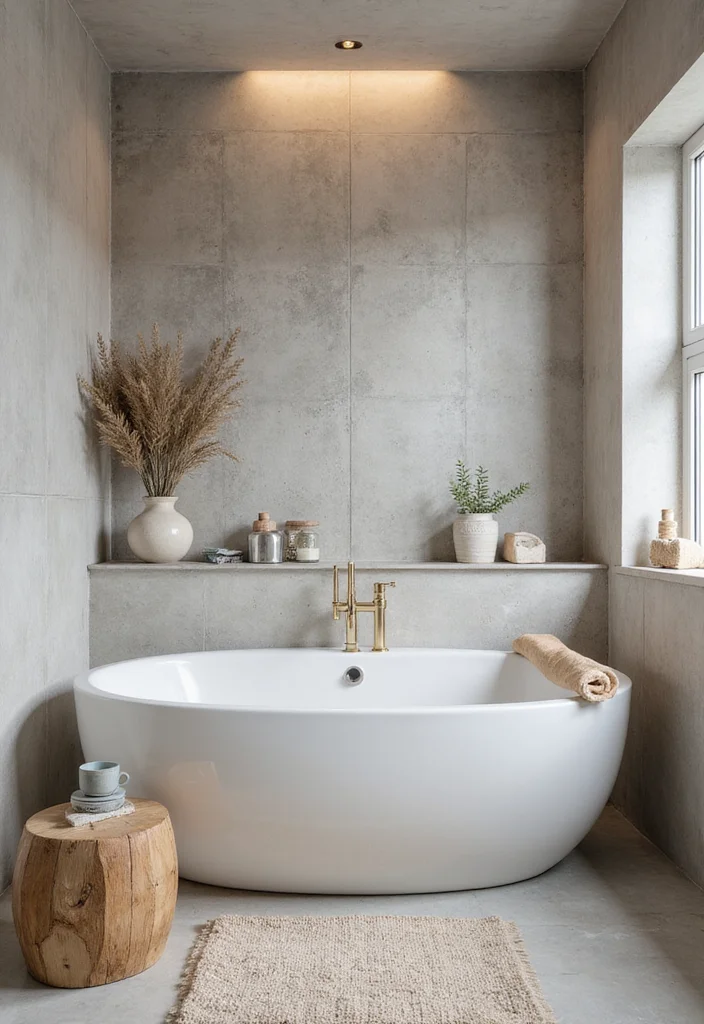 14 Concrete Wall Bathroom Ideas With Modern Style - 10. Spa-Like Retreat