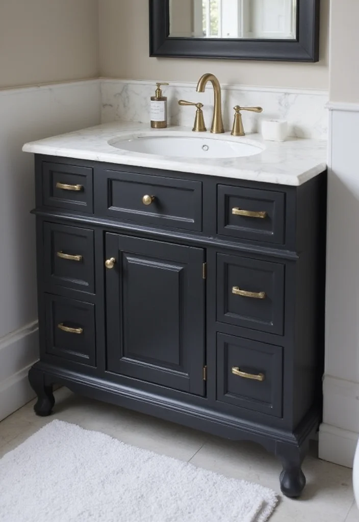 14 Dark Bathroom Vanity Ideas With Bold Mood - 3. Sleek Black Matte Finish