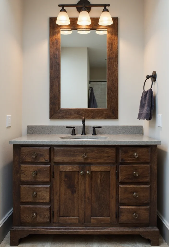 14 Dark Bathroom Vanity Ideas With Bold Mood - 8. Dark Stained Reclaimed Wood
