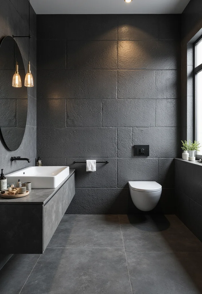 14 Dark Grey Tile Bathroom Ideas With Modern Mood - 2. Textured Tile Designs