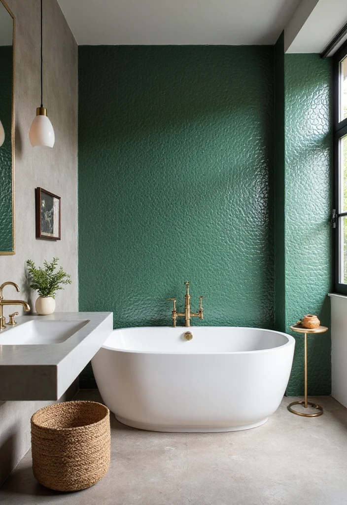 14 Green Hexagon Tile Bathroom Ideas With Fresh Energy - 10. Textured Green Tiles