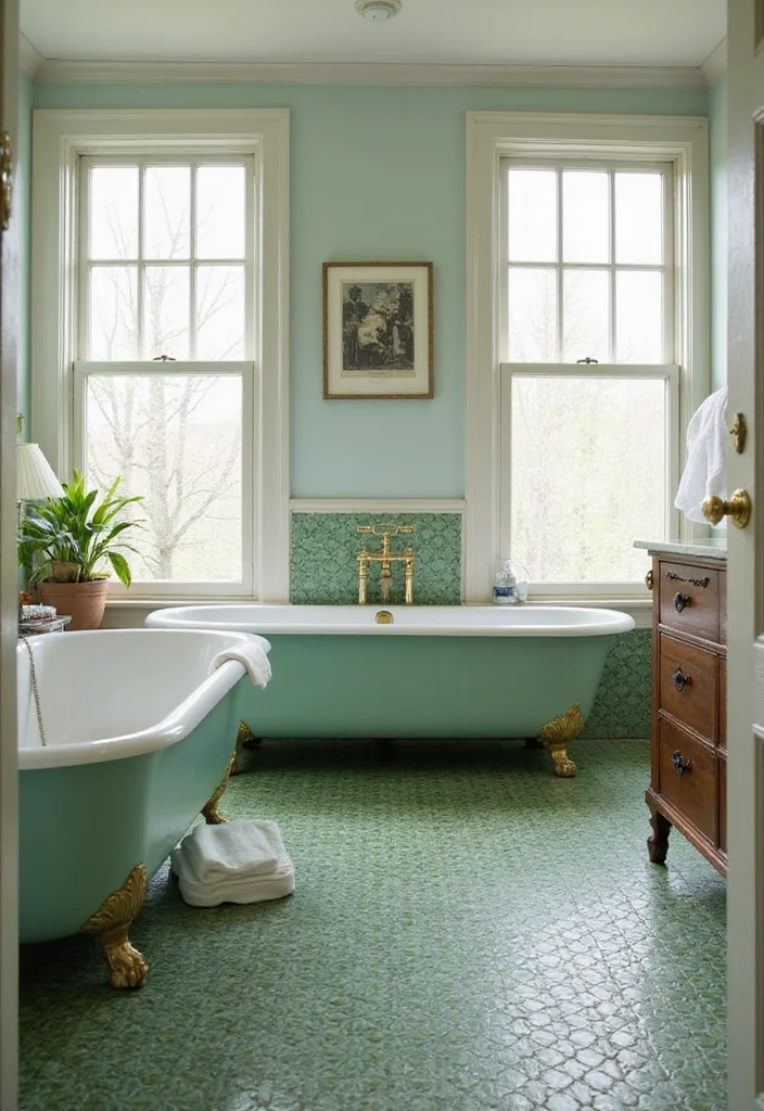 14 Green Mosaic Tile Bathroom Ideas You Should Save - 5. Vintage Style with Green Mosaics
