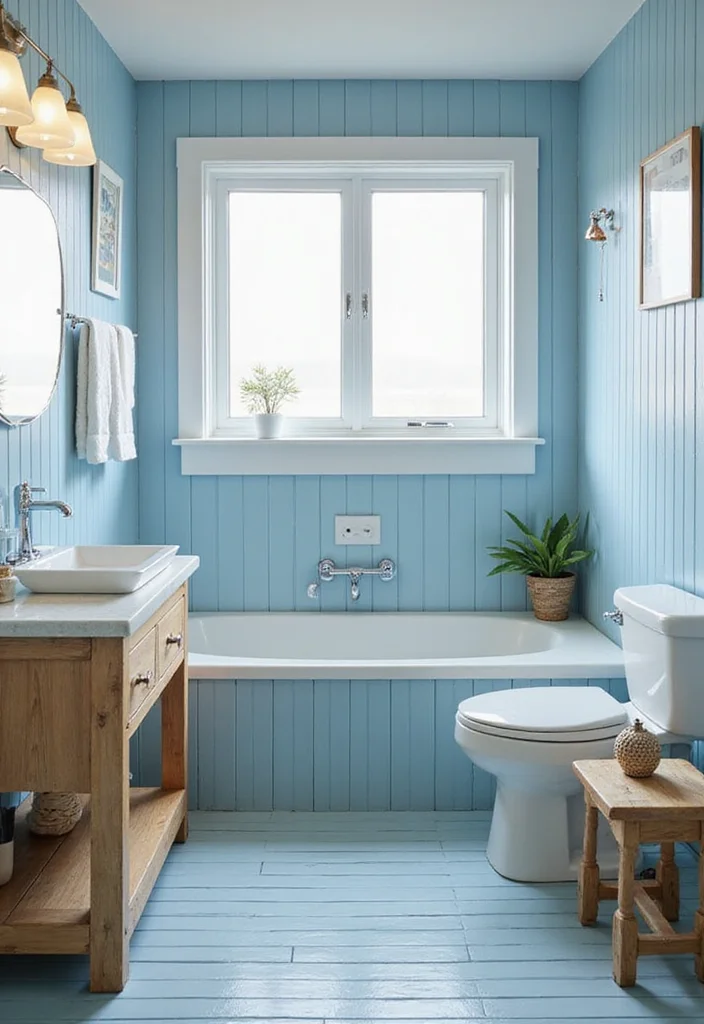 14 Light Blue Tile Bathroom Ideas With Calm Vibe - 4. Nautical Inspiration
