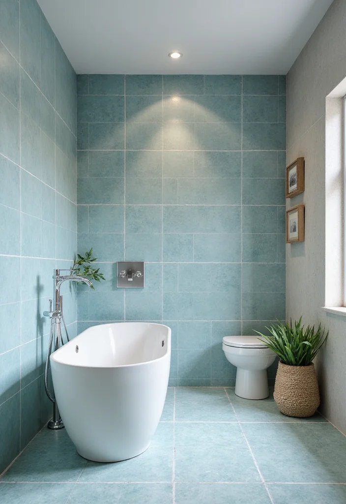 14 Light Blue Tile Bathroom Ideas With Calm Vibe - 7. Spa-Style Retreat