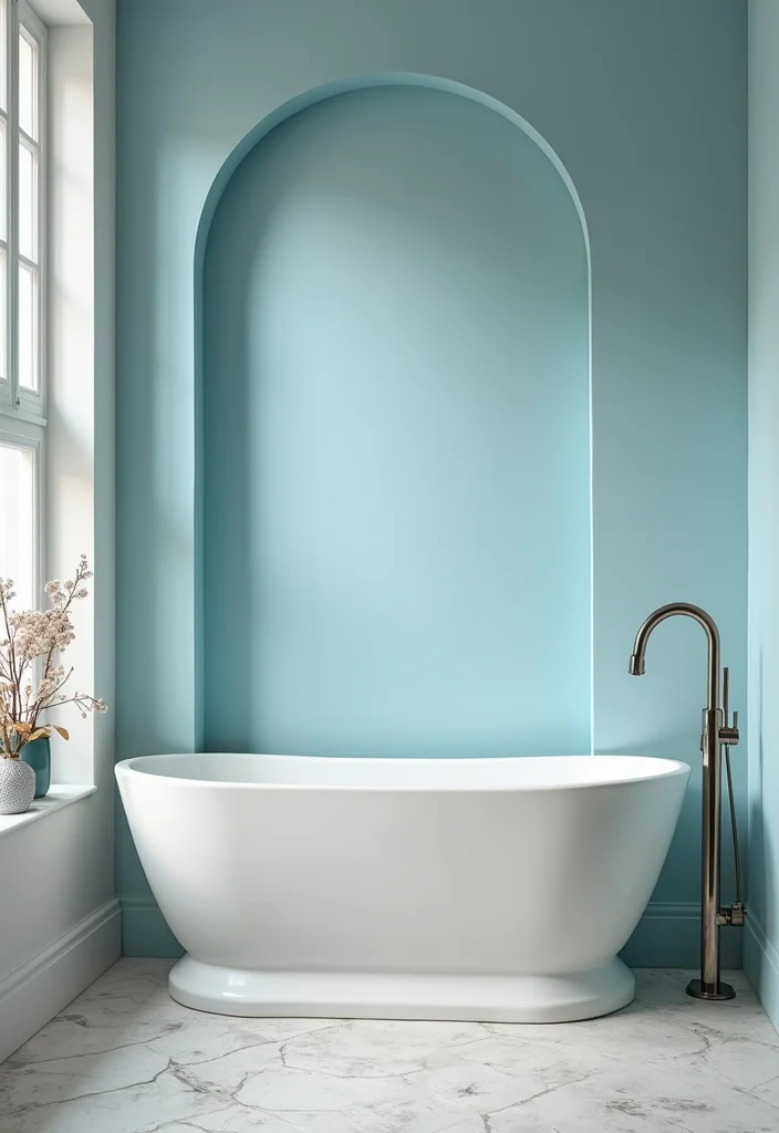 14 Light Blue Tile Bathroom Ideas With Calm Vibe - 8. Light Blue Accent Walls