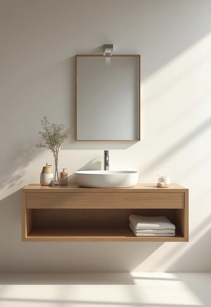 14 Minimalist Bathroom Vanity Ideas For Clean Living - 1. Floating Vanity for Space Optimization