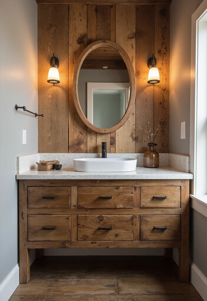 14 Minimalist Bathroom Vanity Ideas For Clean Living - 3. Vintage Reclaimed Wood Vanities