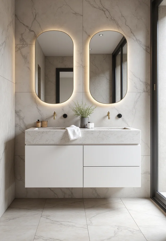 14 Minimalist Bathroom Vanity Ideas For Clean Living - 8. Minimalist Marble Vanities
