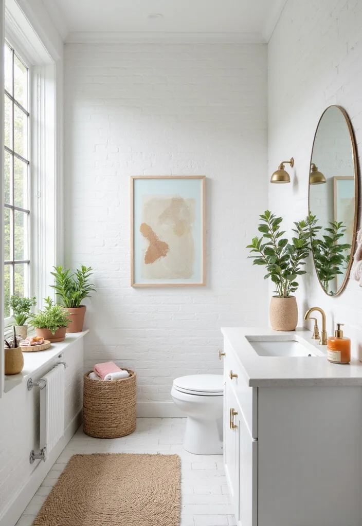 14 Painted Bathroom Wall Ideas For A Fresh Update - 13. Classic White with a Twist