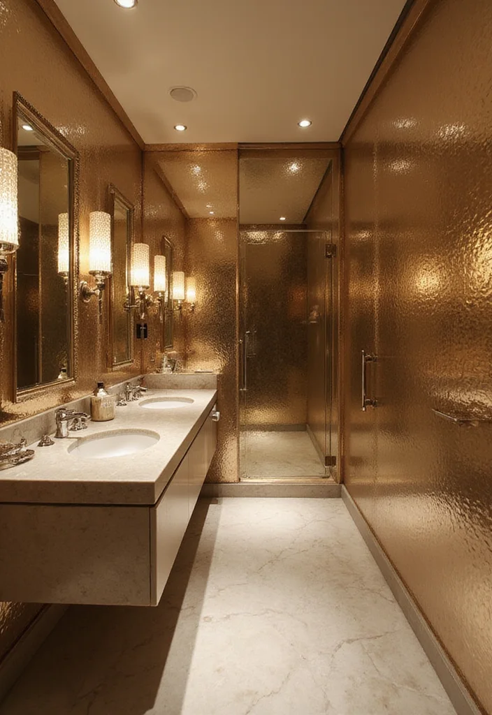 14 Painted Bathroom Wall Ideas For A Fresh Update - 14. Reflective Metallics