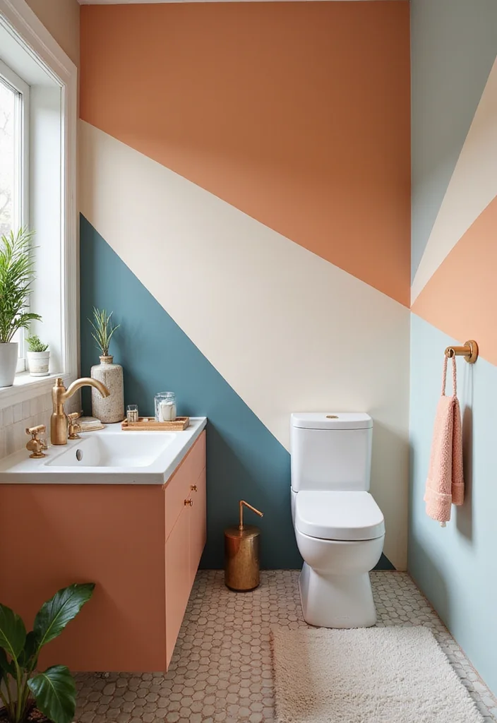 14 Painted Bathroom Wall Ideas For A Fresh Update - 6. Geometric Patterns