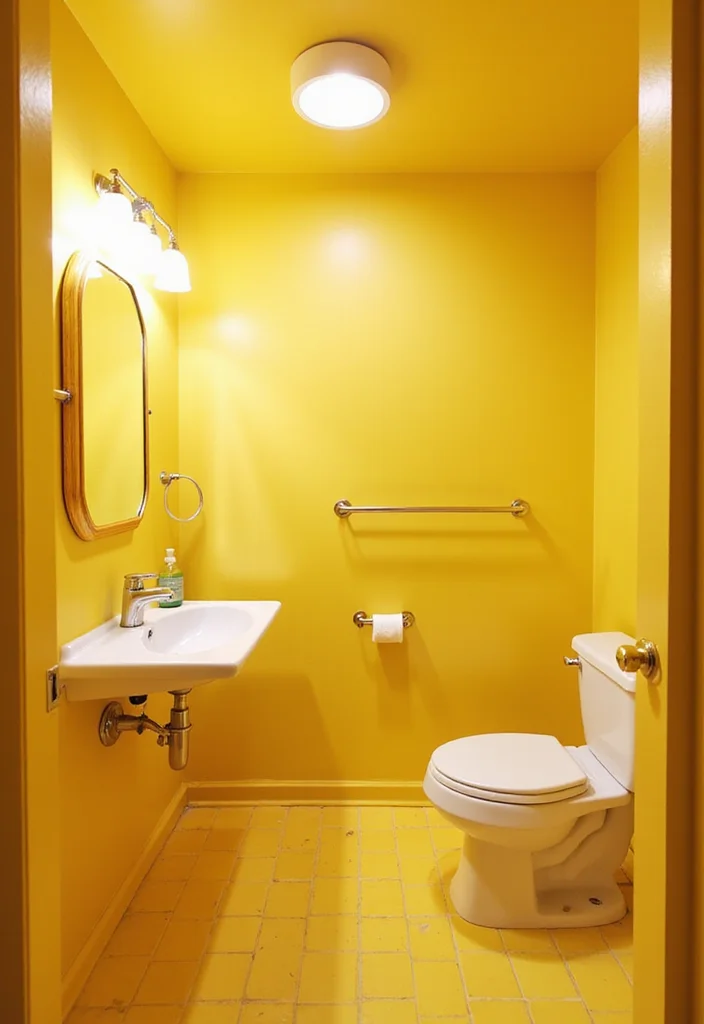 14 Painted Bathroom Wall Ideas For A Fresh Update - 9. Cheerful Yellow for Bright Vibes