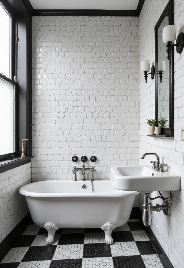 14 Penny Tile Bathroom Ideas That Feel Fresh - 1. Classic Black and White