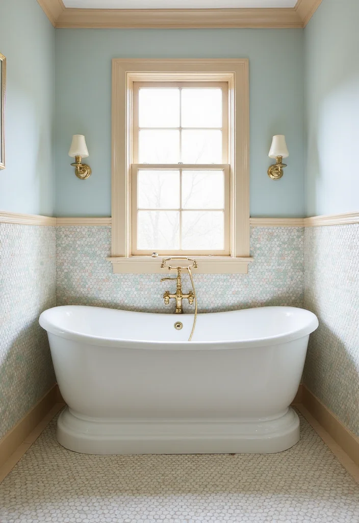 14 Penny Tile Bathroom Ideas That Feel Fresh - 2. Soft Pastel Palette