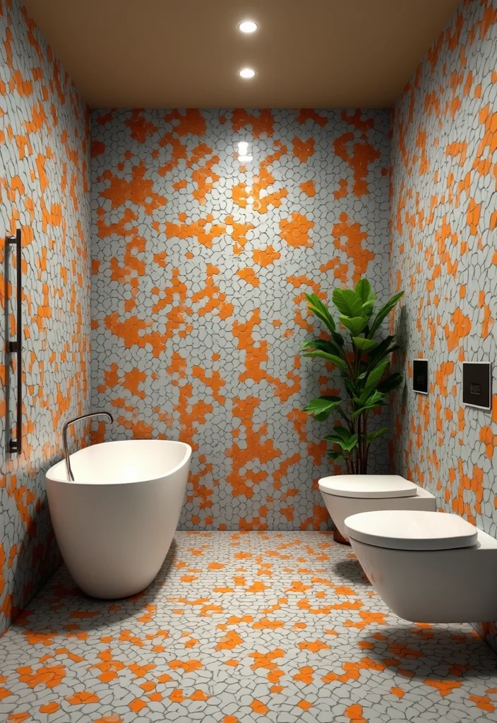 14 Penny Tile Bathroom Ideas That Feel Fresh - 4. Geometric Patterns